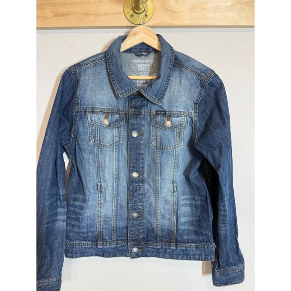 Here & There Jackets & Blazers - Women's Here + There Denim Blue Jean‎ Faded Look Jacket Size Medium